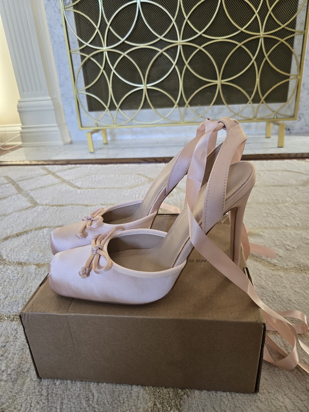 Elegant Pink Ballerina Style Satin High-Heel Slingbacks with Ankle Ties - Picture 5 of 8